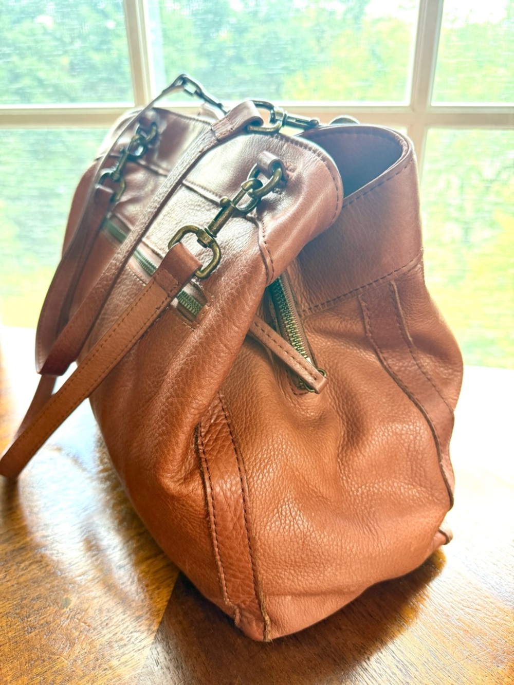 American Leather Company Triple Entry Leather Satchel - Picture 4 of 16